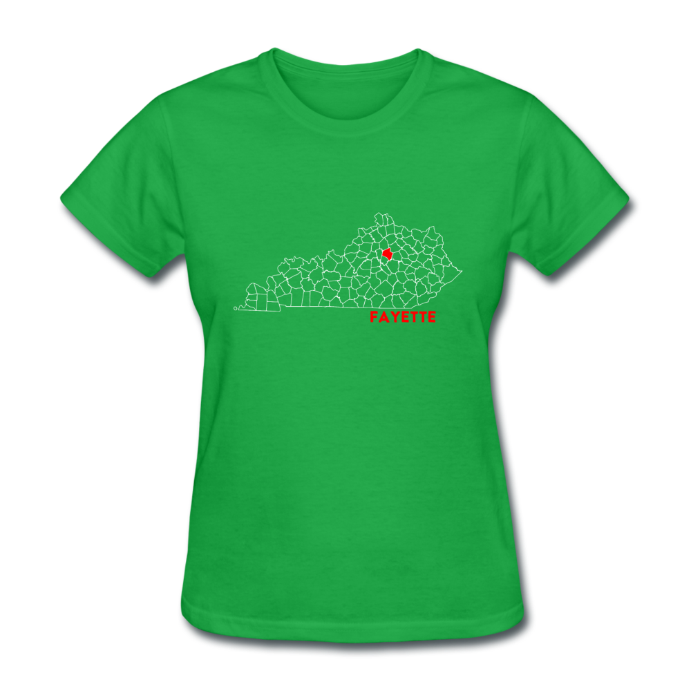 Fayette County Map Women's T-Shirt - bright green
