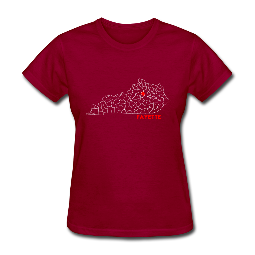 Fayette County Map Women's T-Shirt - dark red