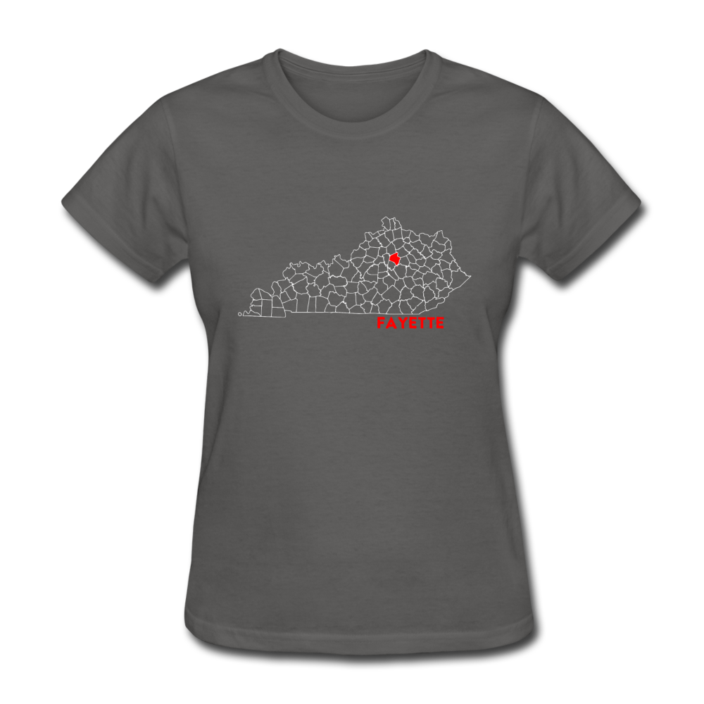 Fayette County Map Women's T-Shirt - charcoal