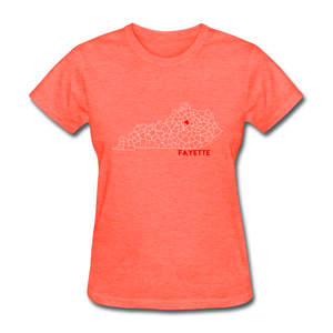 Fayette County Map Women's T-Shirt - heather coral