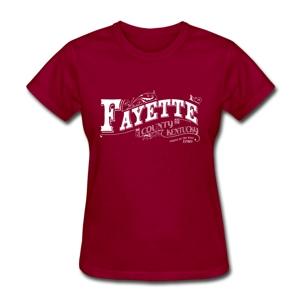 Fayette County Ornate Women's T-Shirt - dark red