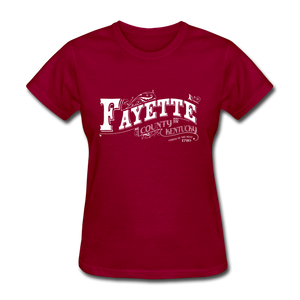 Fayette County Ornate Women's T-Shirt - dark red