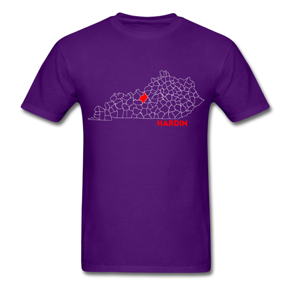 Hardin County Map T-Shirt - purple