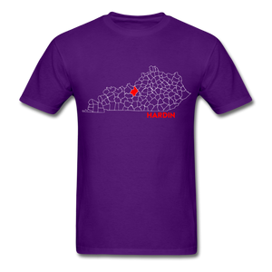 Hardin County Map T-Shirt - purple