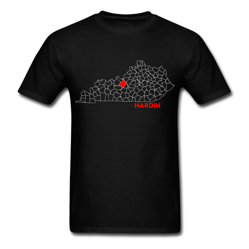 Hardin County Map T-Shirt - black