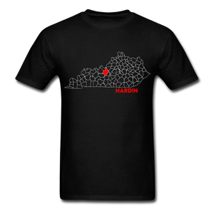 Hardin County Map T-Shirt - black