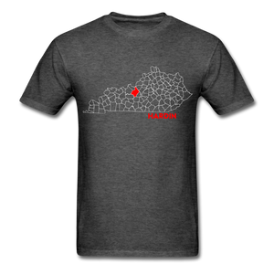 Hardin County Map T-Shirt - heather black