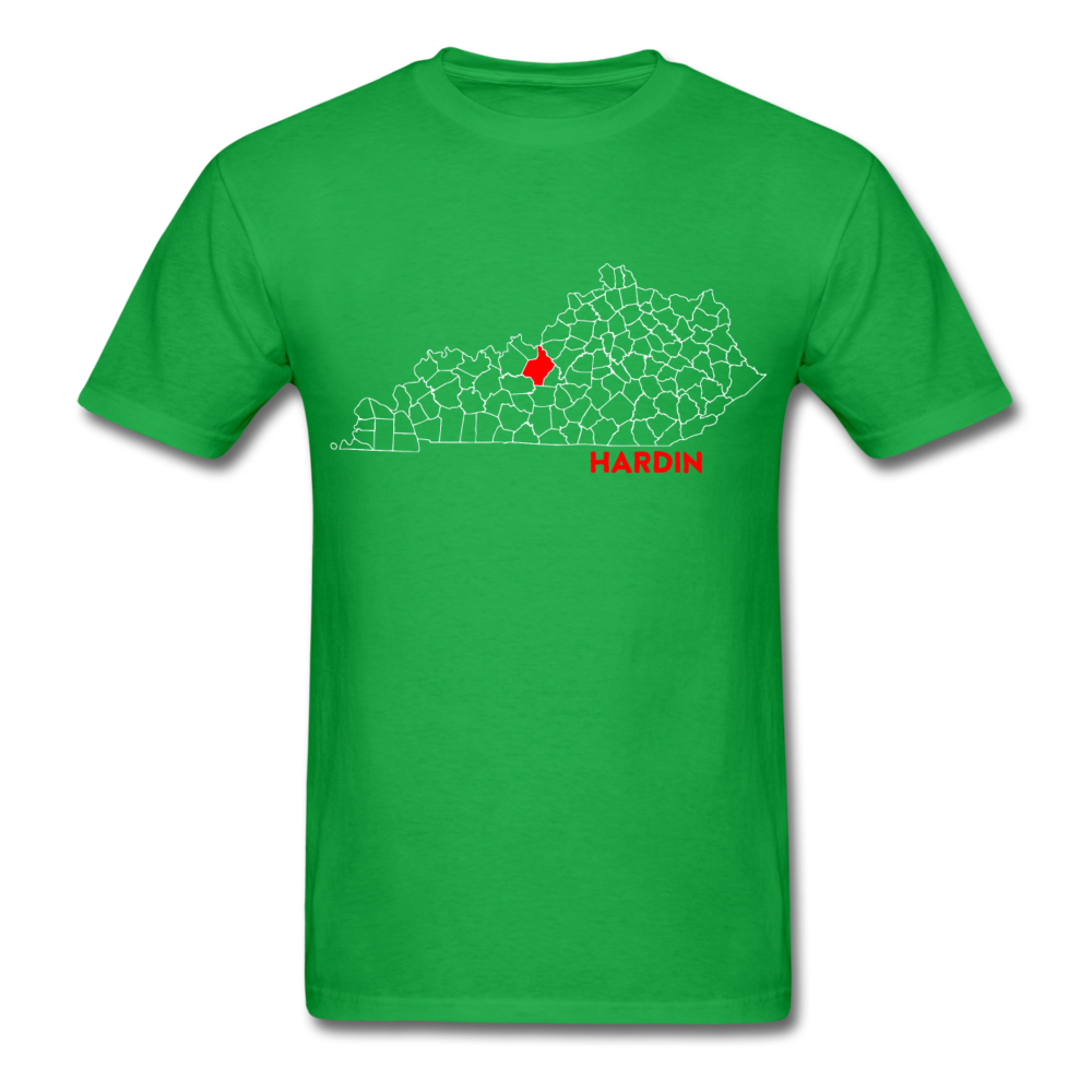 Hardin County Map T-Shirt - bright green