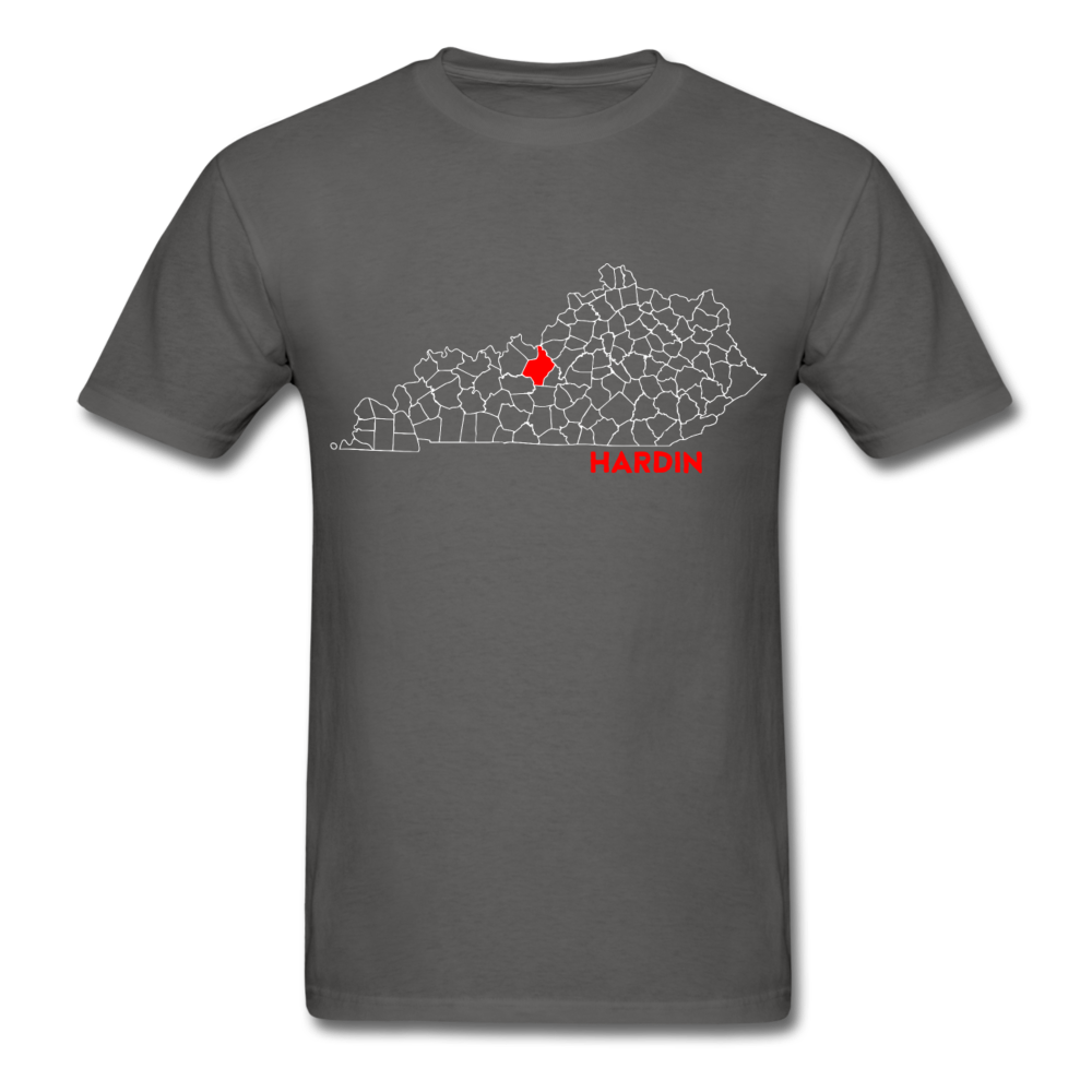 Hardin County Map T-Shirt - charcoal