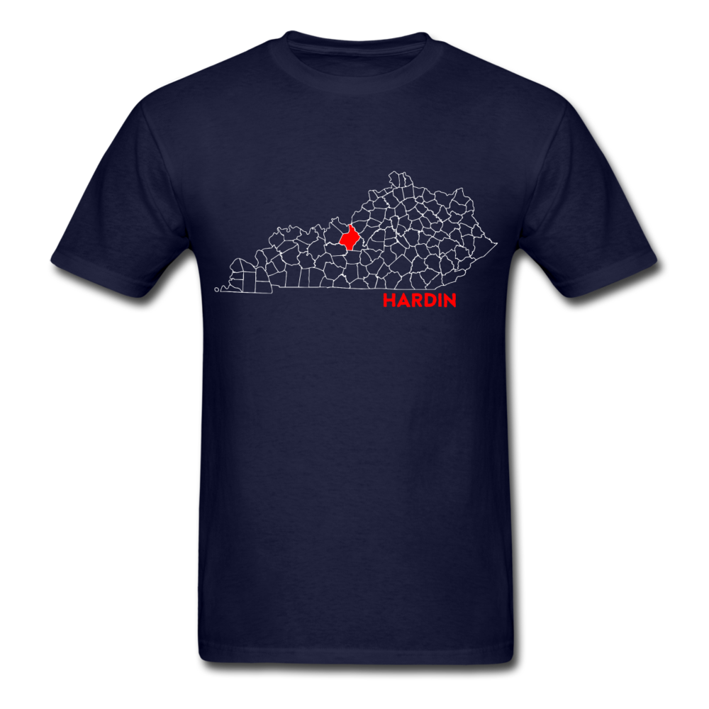 Hardin County Map T-Shirt - navy