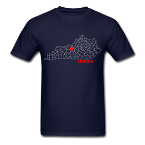 Hardin County Map T-Shirt - navy