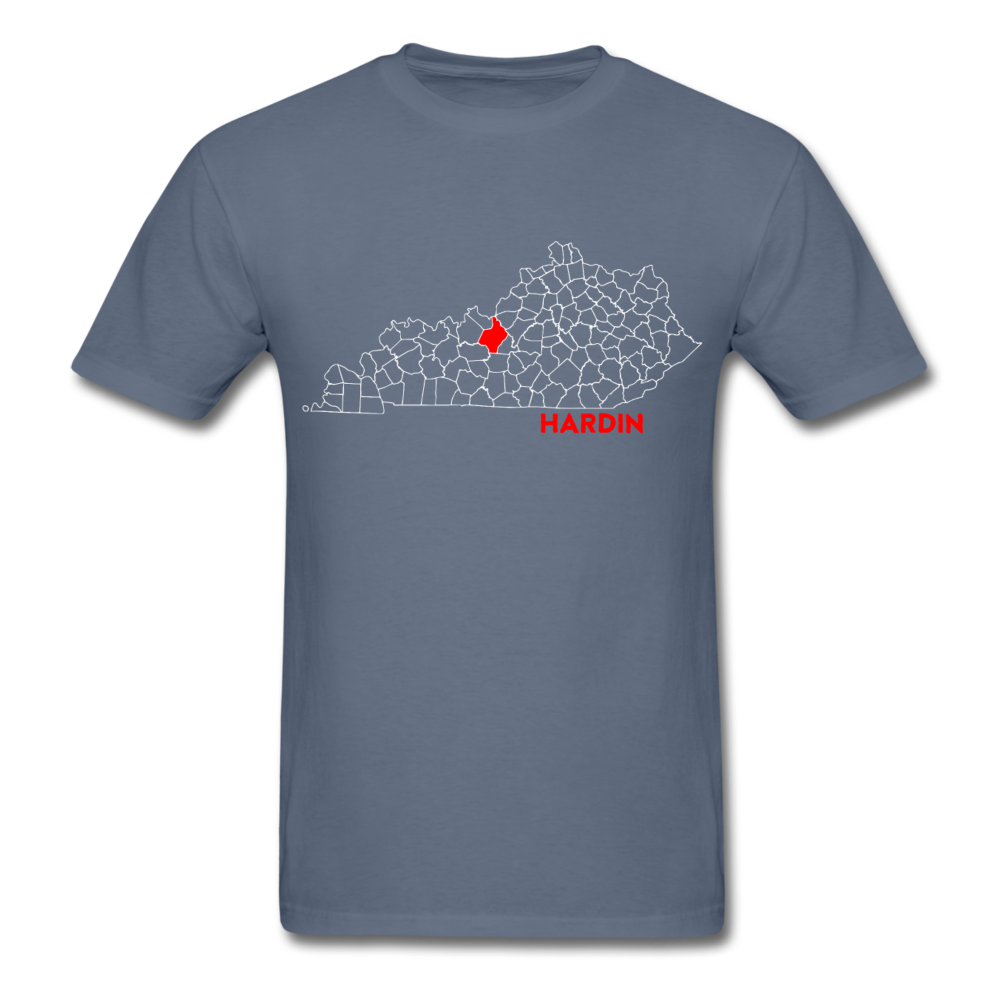 Hardin County Map T-Shirt - denim