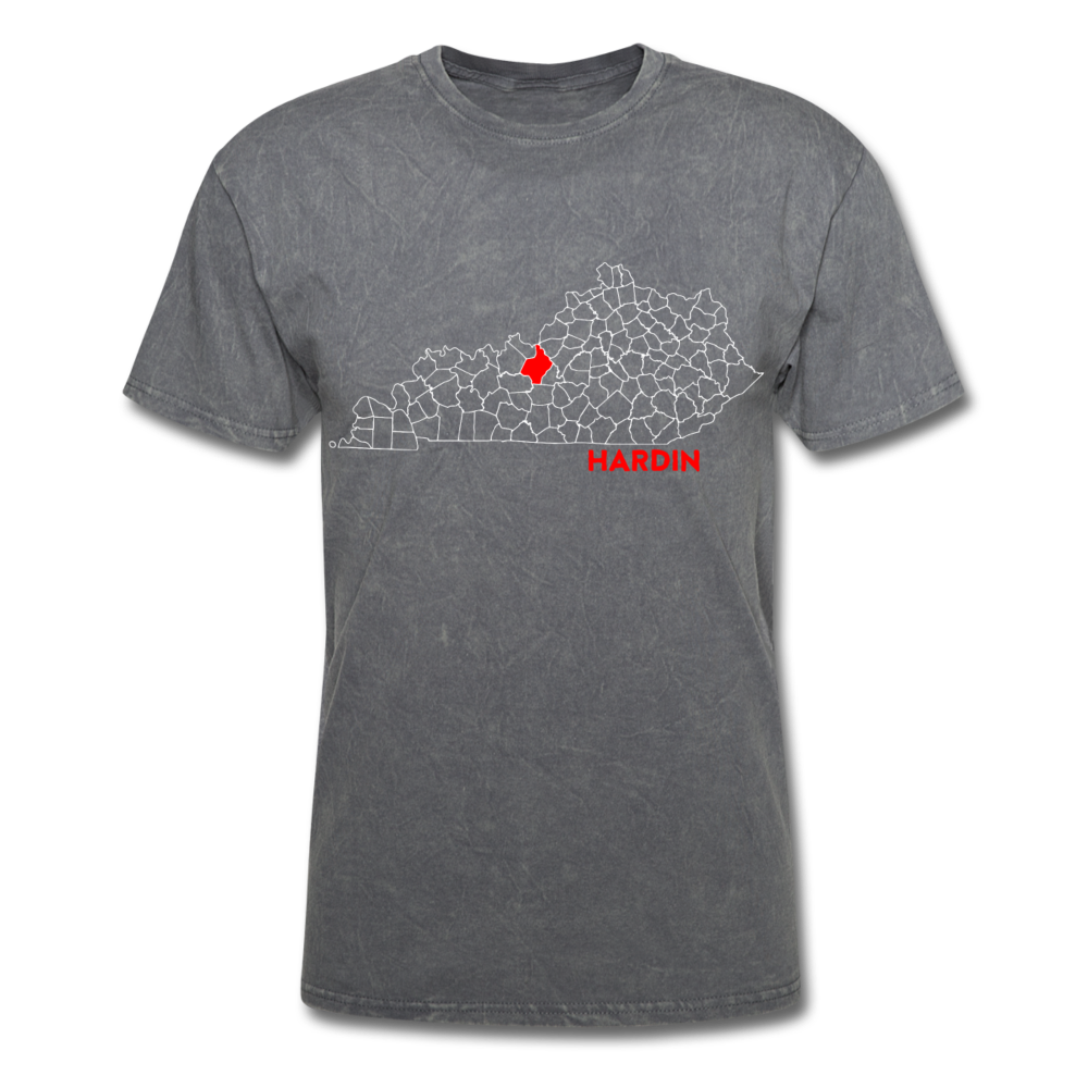 Hardin County Map T-Shirt - mineral charcoal gray