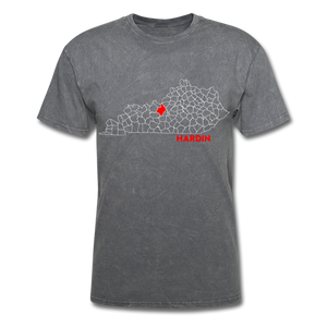 Hardin County Map T-Shirt - mineral charcoal gray