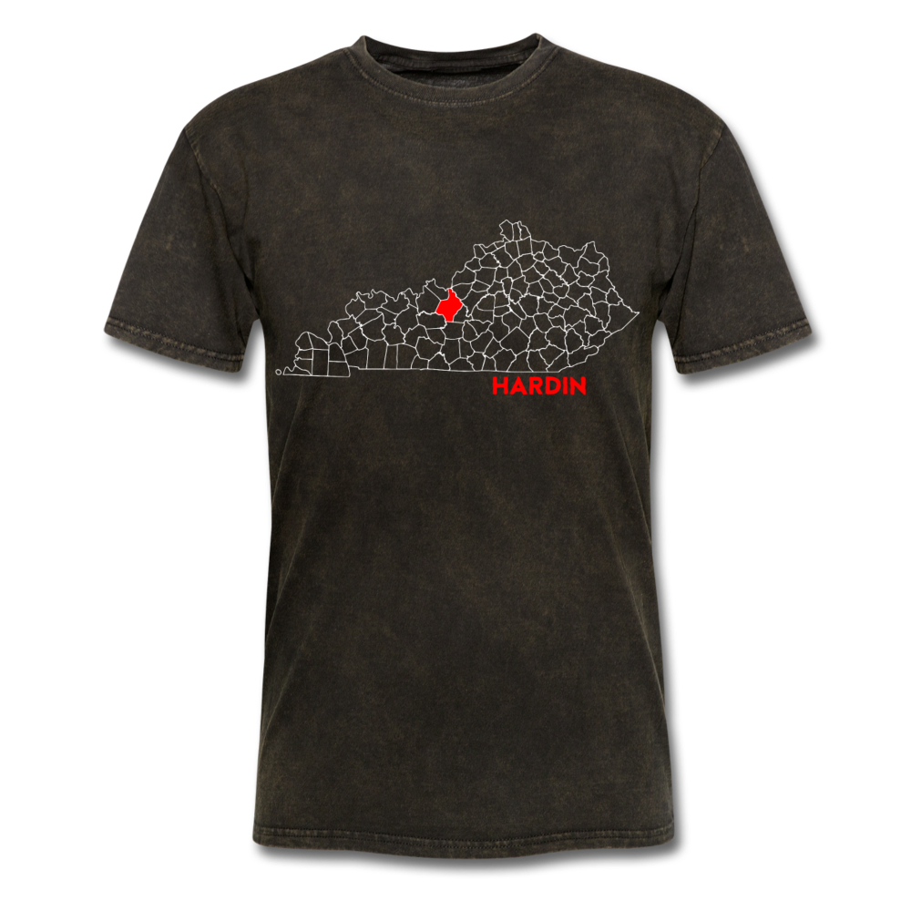 Hardin County Map T-Shirt - mineral black