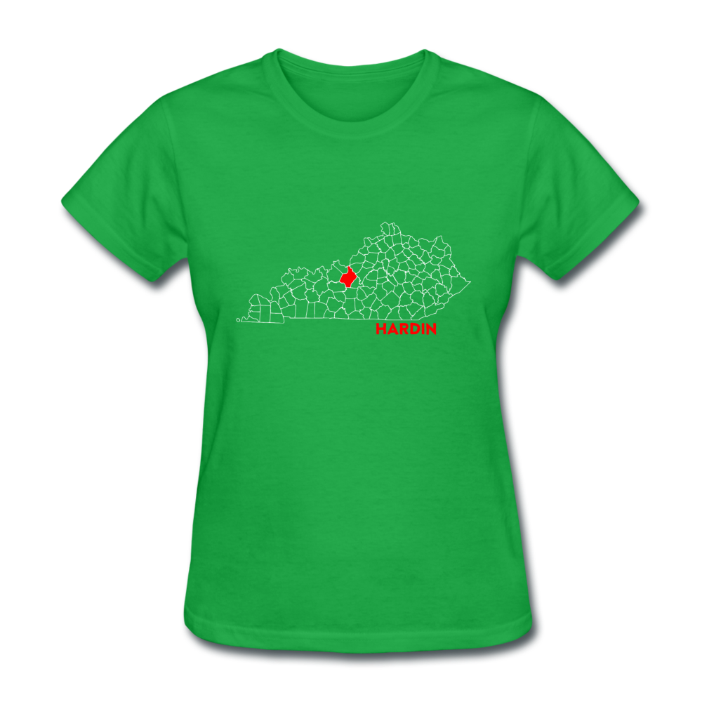 Hardin County Map Women's T-Shirt - bright green