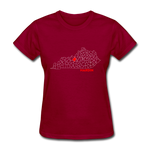 Hardin County Map Women's T-Shirt - dark red