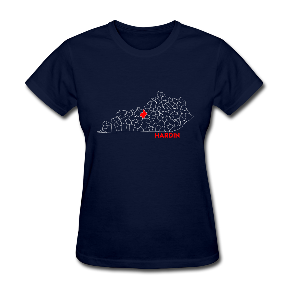 Hardin County Map Women's T-Shirt - navy