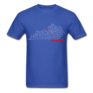 Jefferson County Map T-Shirt - royal blue