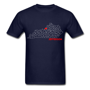 Jefferson County Map T-Shirt - navy