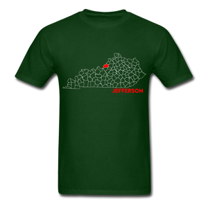 Jefferson County Map T-Shirt - forest green