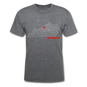 Jefferson County Map T-Shirt - mineral charcoal gray