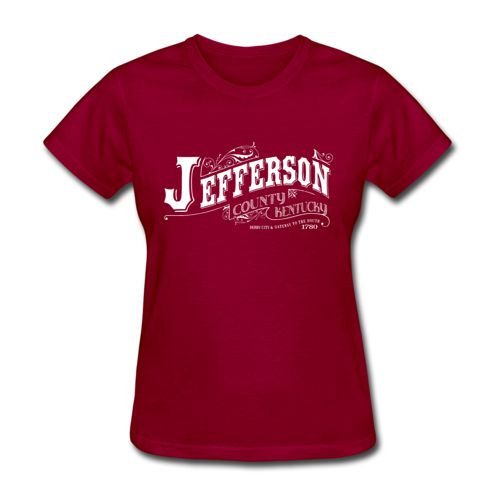 Jefferson County Ornate Women's T-Shirt - dark red