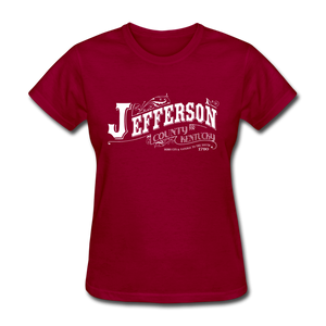 Jefferson County Ornate Women's T-Shirt - dark red