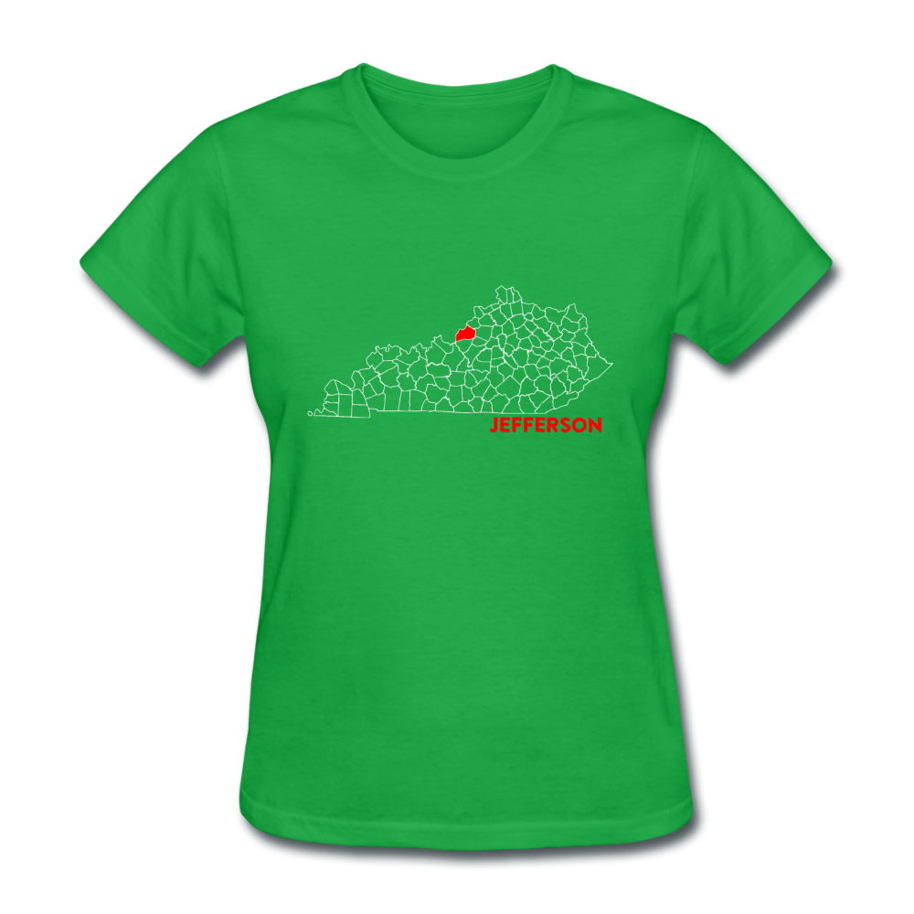 Jefferson County Map Women's T-Shirt - bright green