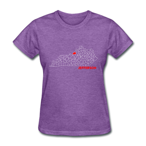 Jefferson County Map Women's T-Shirt - purple heather