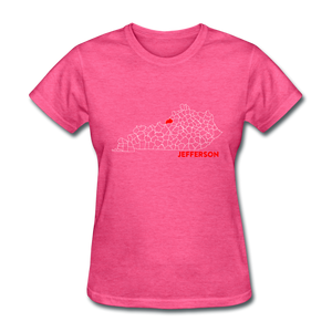 Jefferson County Map Women's T-Shirt - heather pink