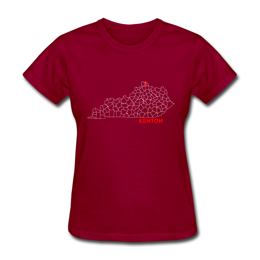 Kenton County Map Women's T-Shirt - dark red
