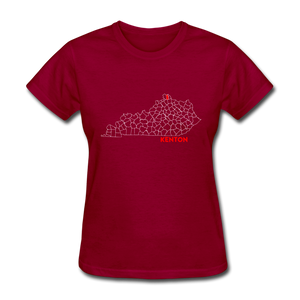 Kenton County Map Women's T-Shirt - dark red