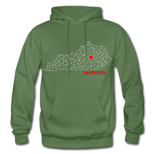 Madison County Map Hoodie - military green
