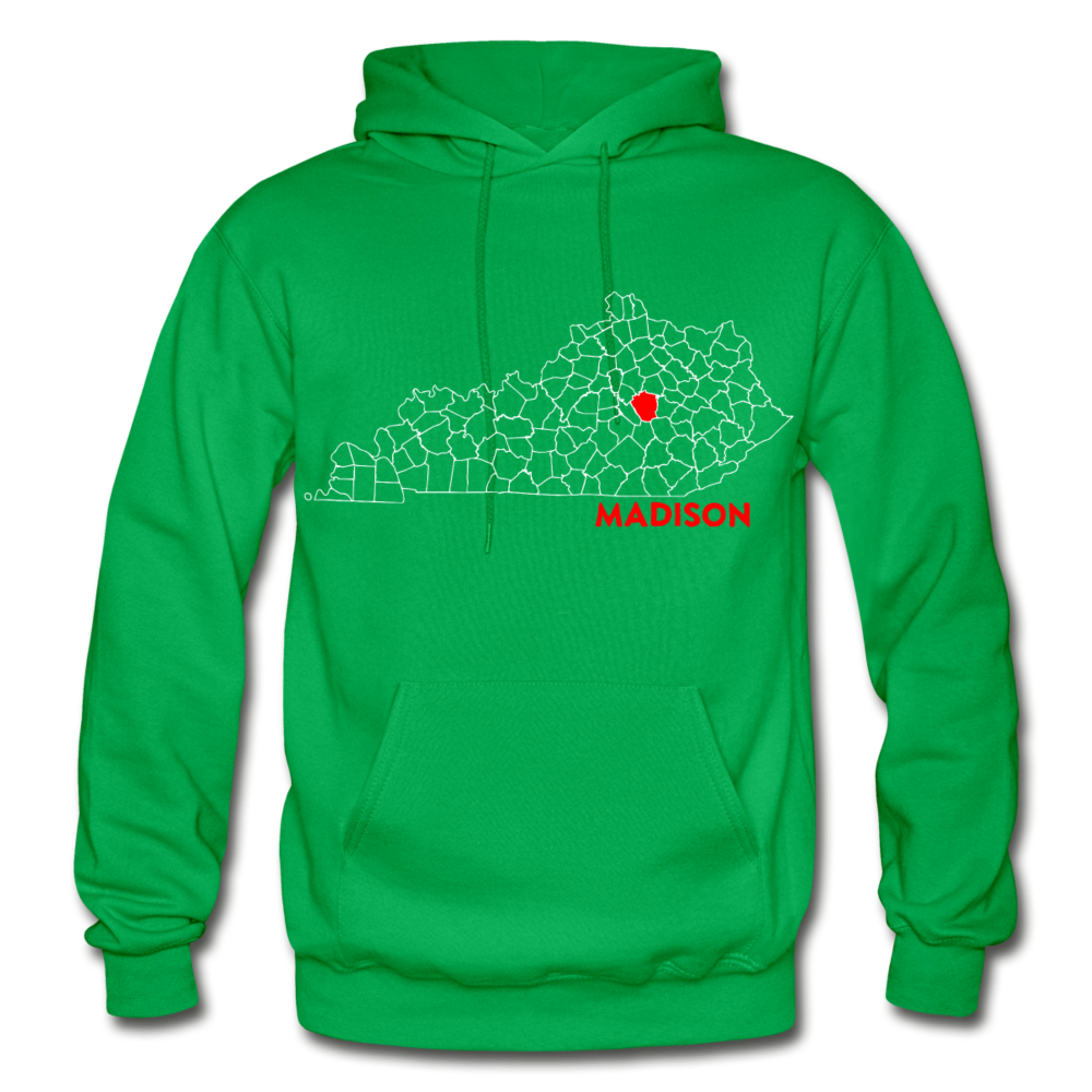 Madison County Map Hoodie - kelly green