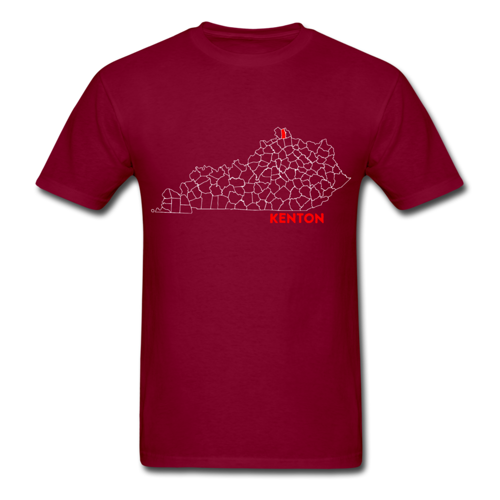 Kenton County Map T-Shirt - burgundy