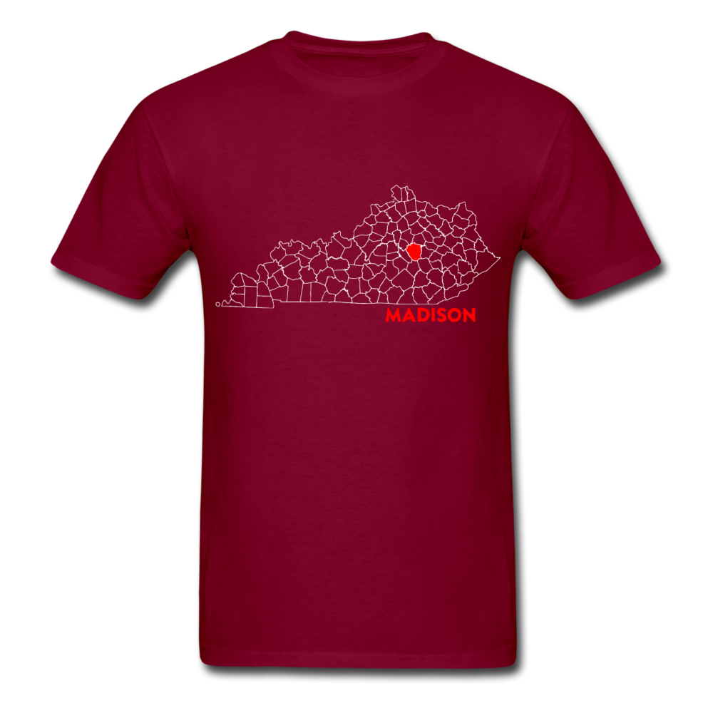 Madison County Map T-Shirt - burgundy