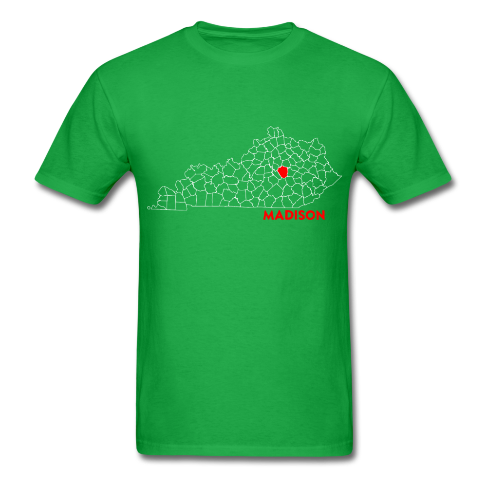 Madison County Map T-Shirt - bright green