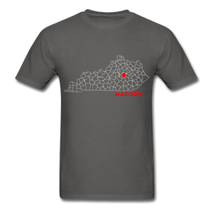 Madison County Map T-Shirt - charcoal