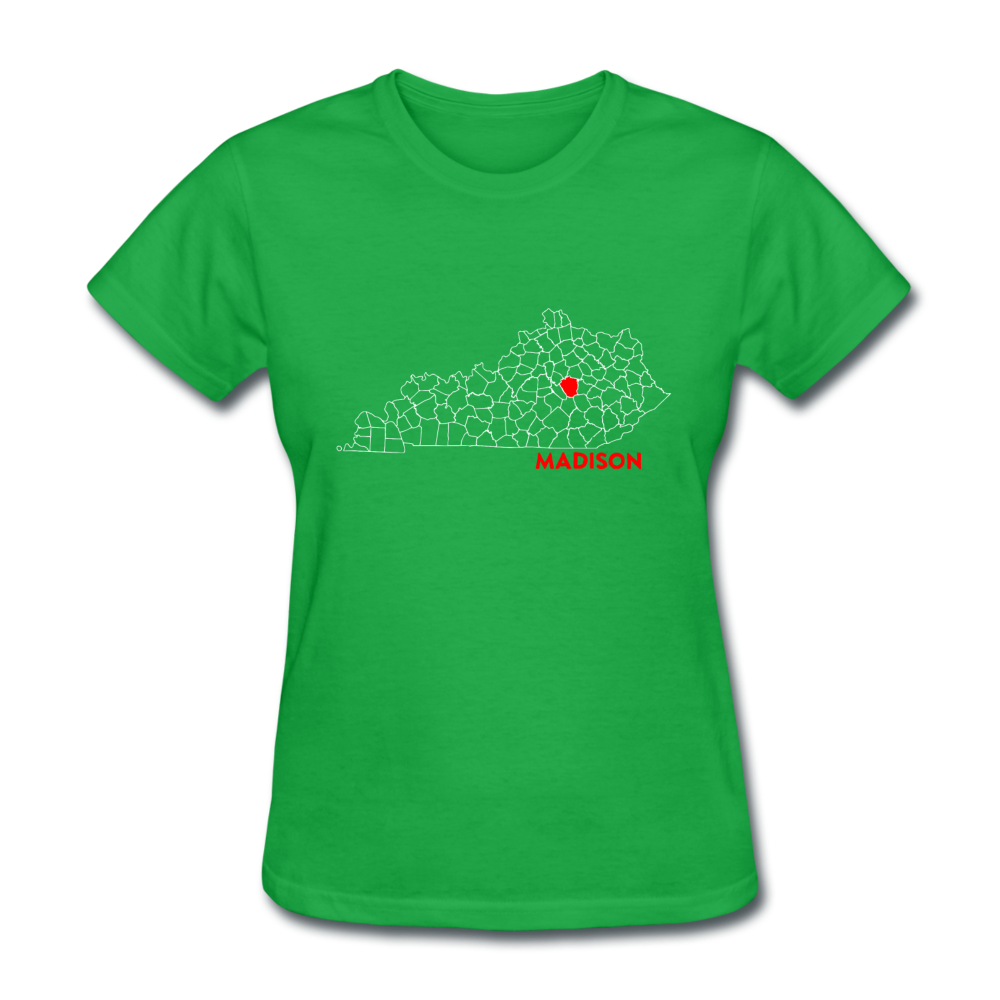 Madison County Map Women's T-Shirt - bright green