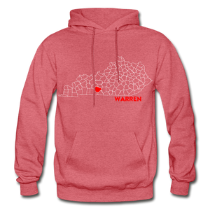 Warren County Map Hoodie - heather red