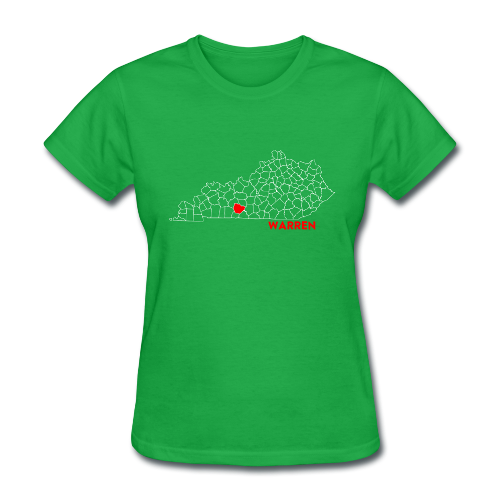 Warren County Map Women's T-Shirt - bright green