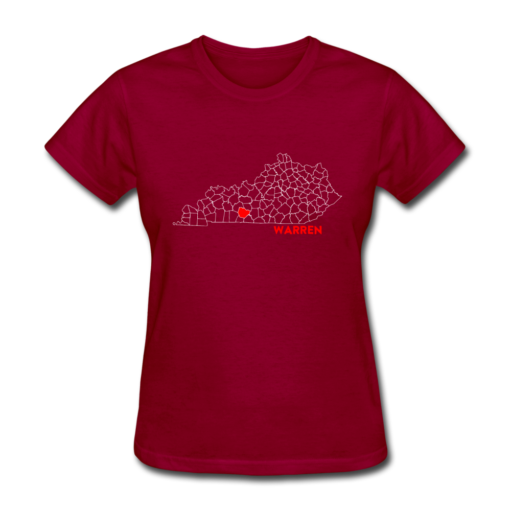 Warren County Map Women's T-Shirt - dark red