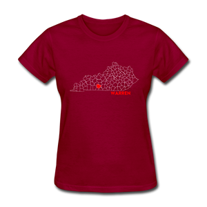 Warren County Map Women's T-Shirt - dark red