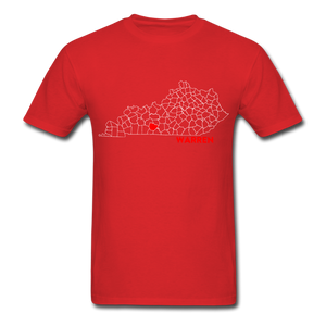 Warren County Map T-Shirt - red