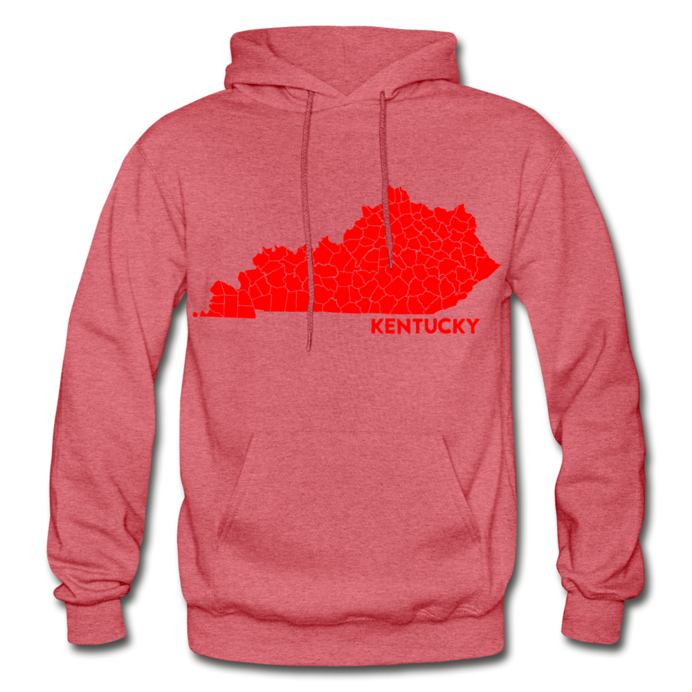 Kentucky County Map Hoodie - heather red