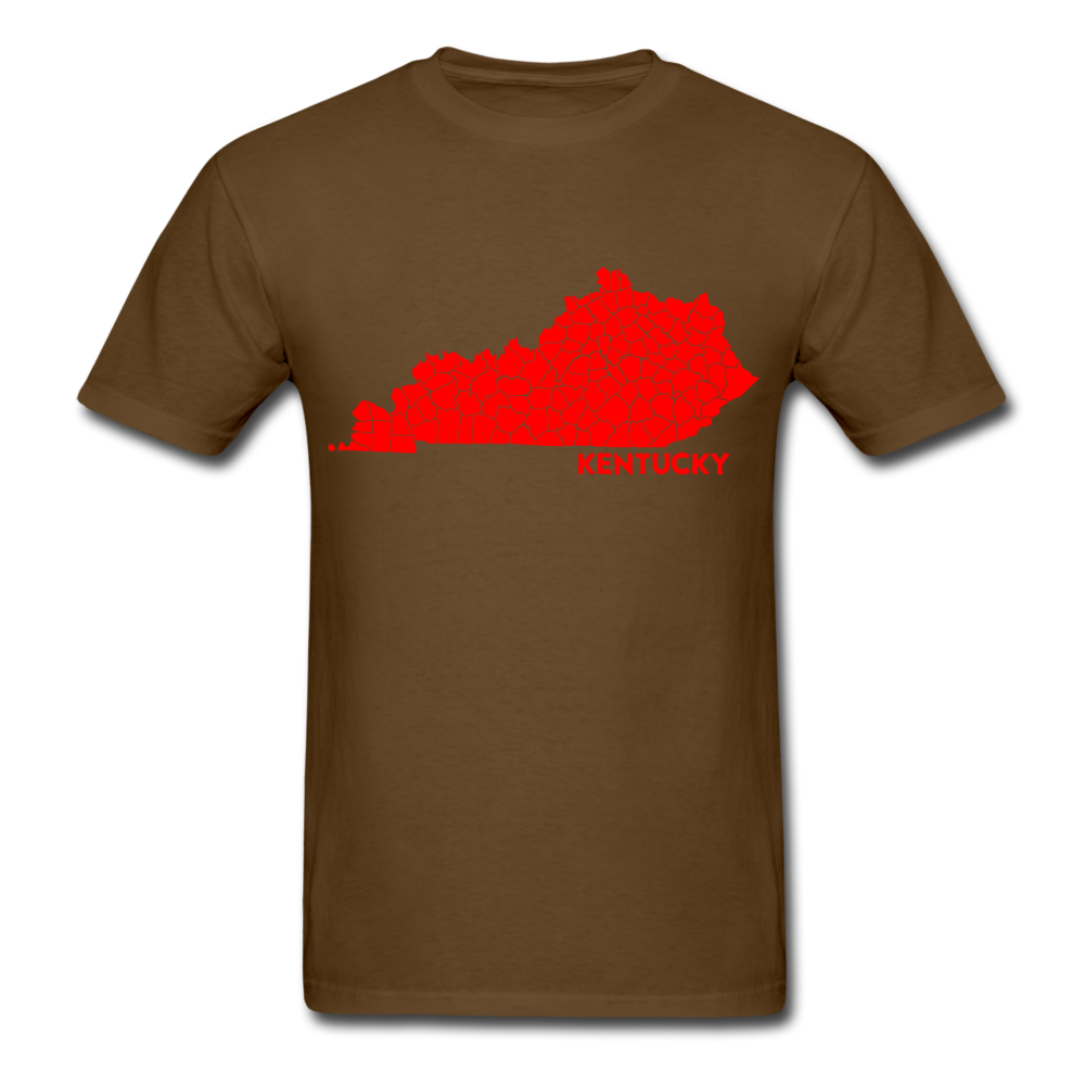 Kentucky County Map T-Shirt - brown