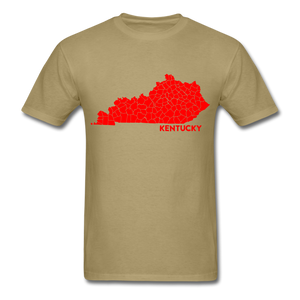 Kentucky County Map T-Shirt - khaki