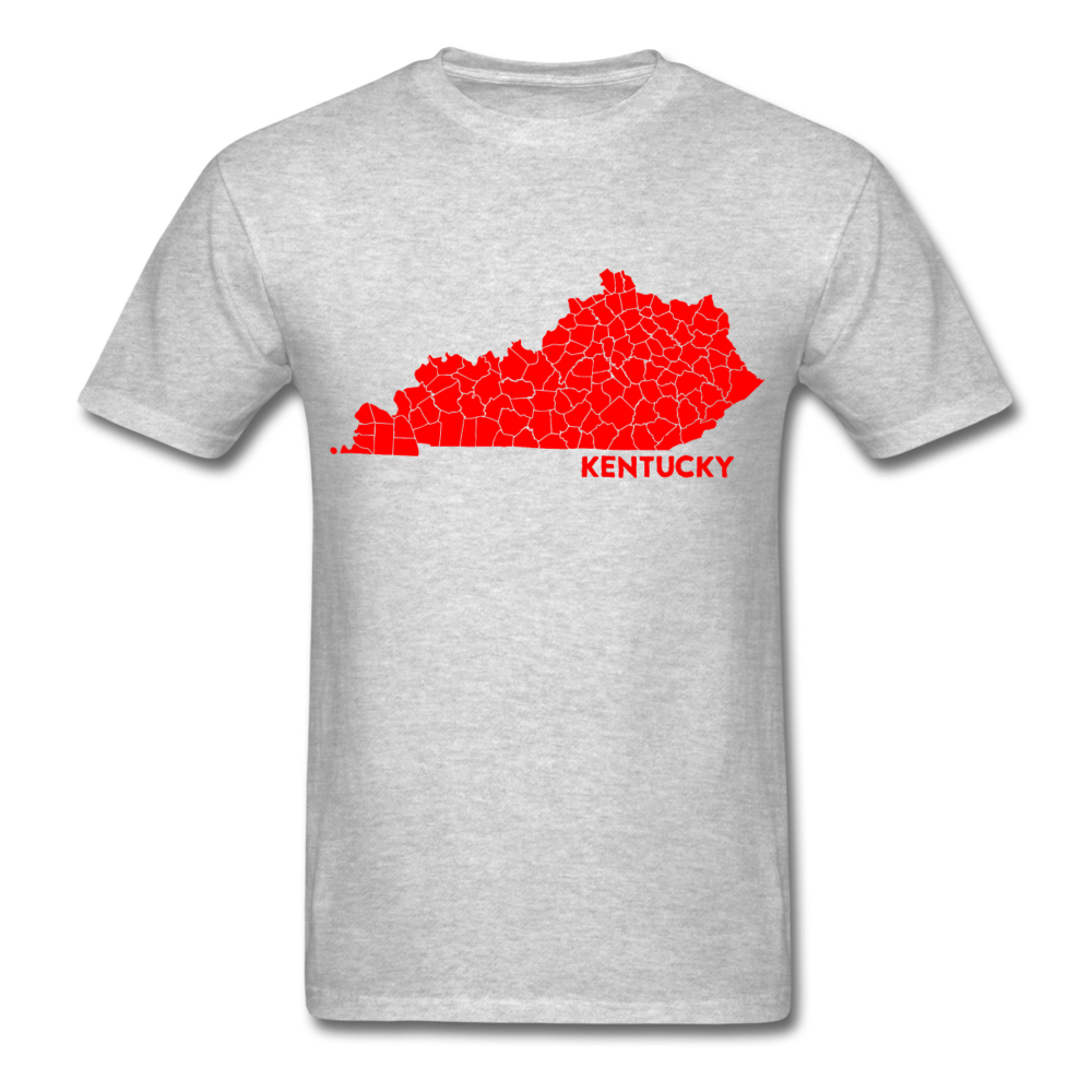 Kentucky County Map T-Shirt - heather gray