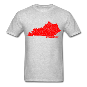 Kentucky County Map T-Shirt - heather gray